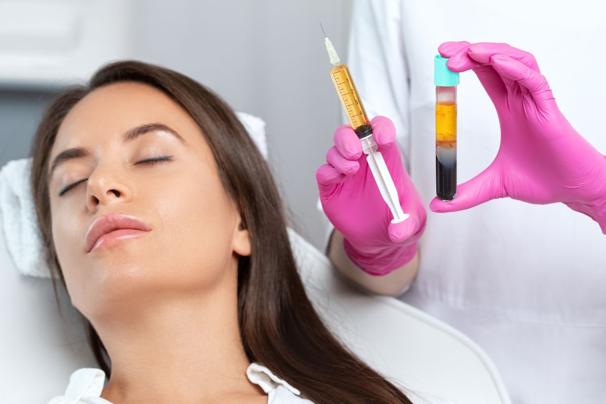Woman receiving injectable skin filler treatment